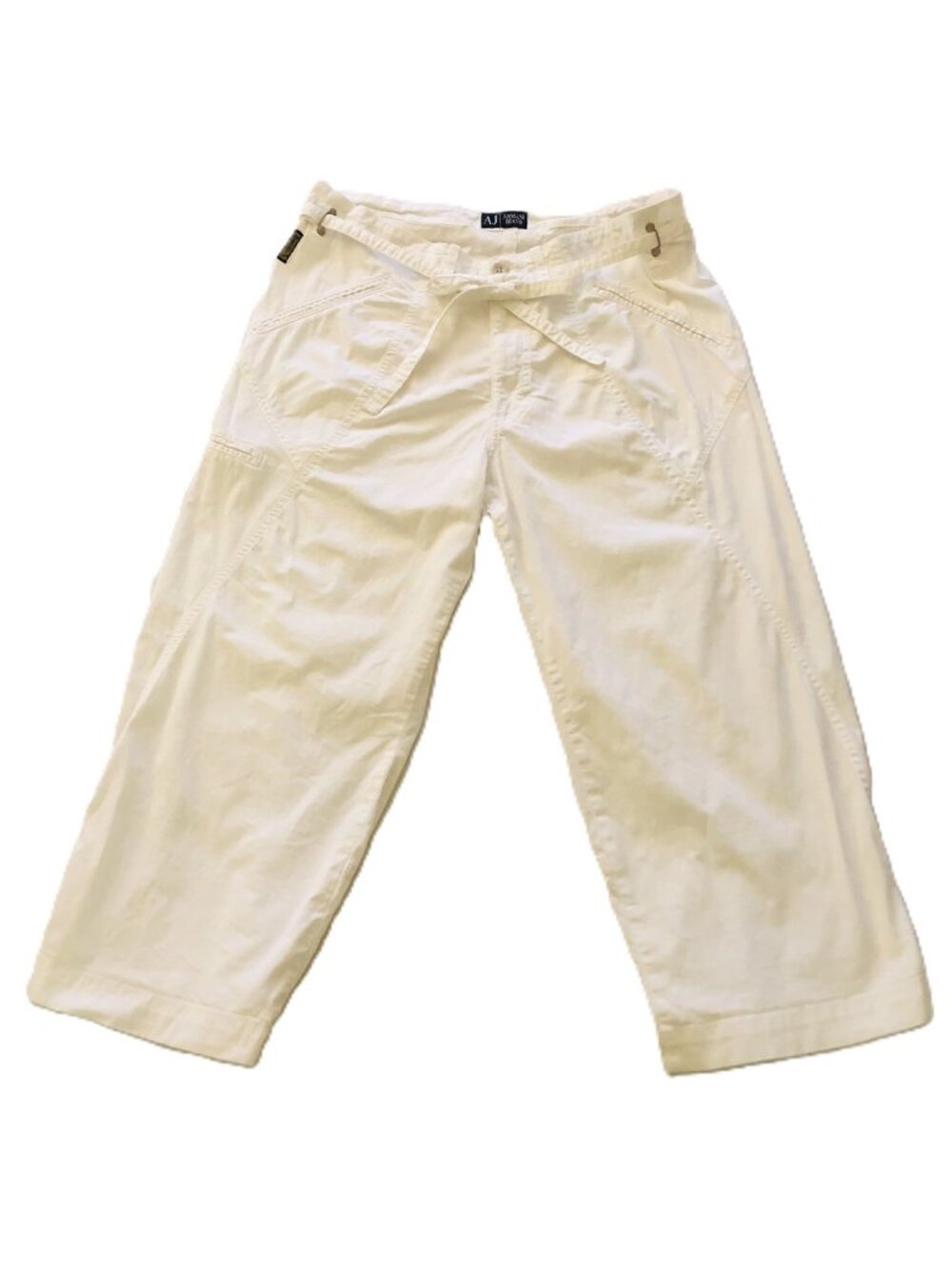 Armani Jeans Comfort Fit White Pants Drawstring Waist Utility Inspired Italy 32